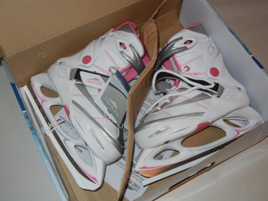 MONARCH LP105GS GIRLS ADJUSTABLE ICE SKATE WHITE/PINK SMALL 11-2