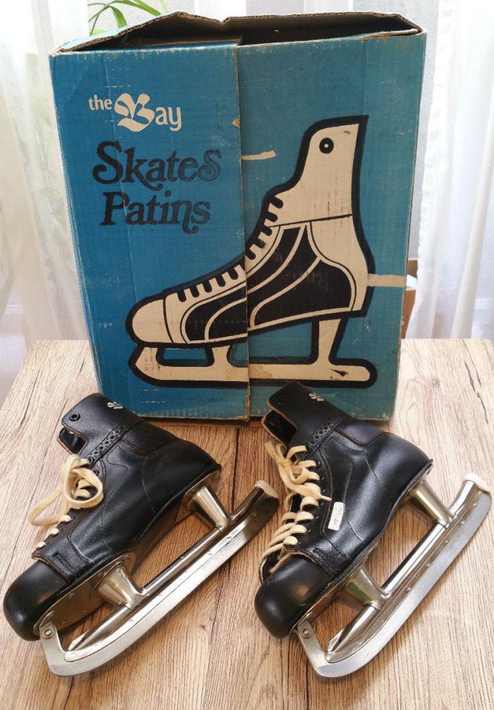 Vintage 1970s Bauer 'Silver Arrow' Hudon's Bay Company Ice Skates Decor SIze 5