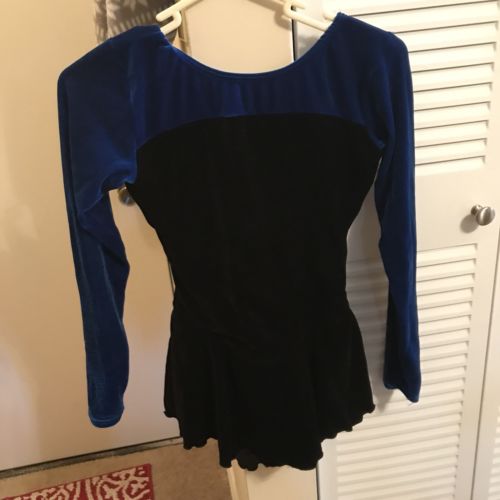 Motionwear Women’s Size Small Black Blue Velvet Figure Ice Skating Dress