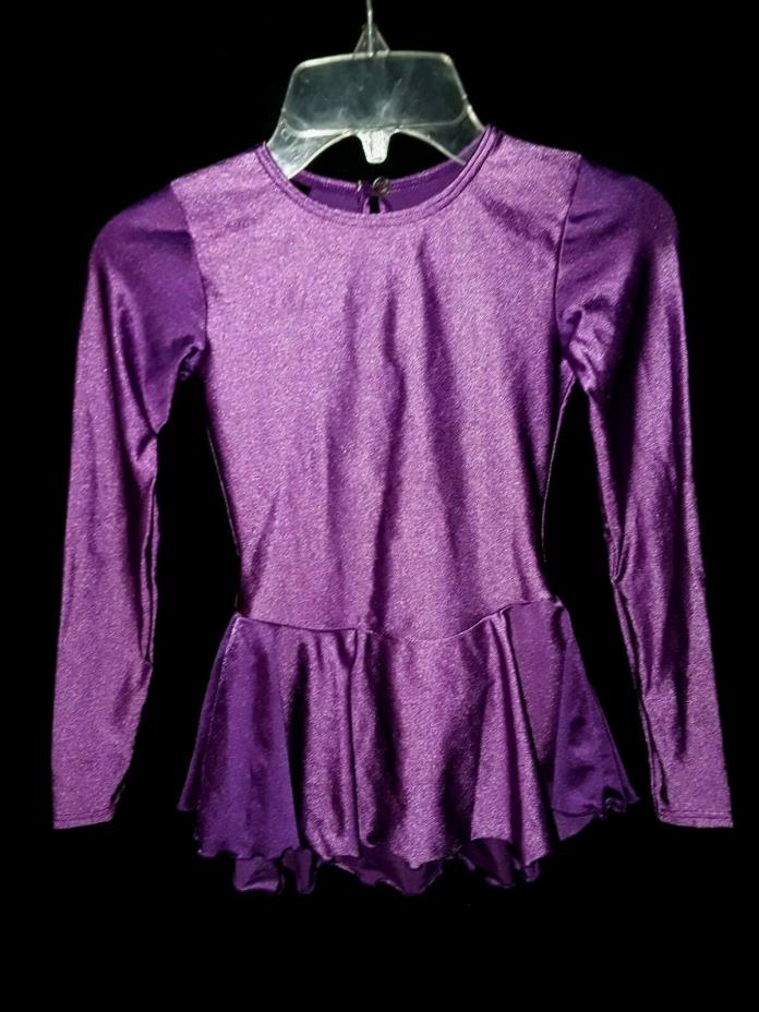 MONDOR Size 8 10 Ice Skating Dress Leotard Purple Shiny Long Sleeve