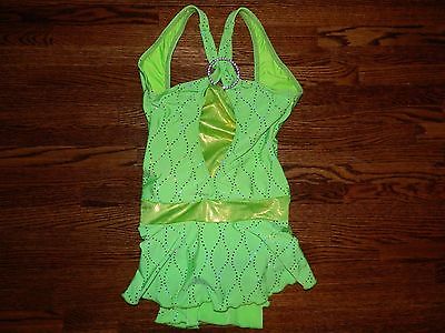Girl's Ice Skating Dress Green w/Silver Size Large