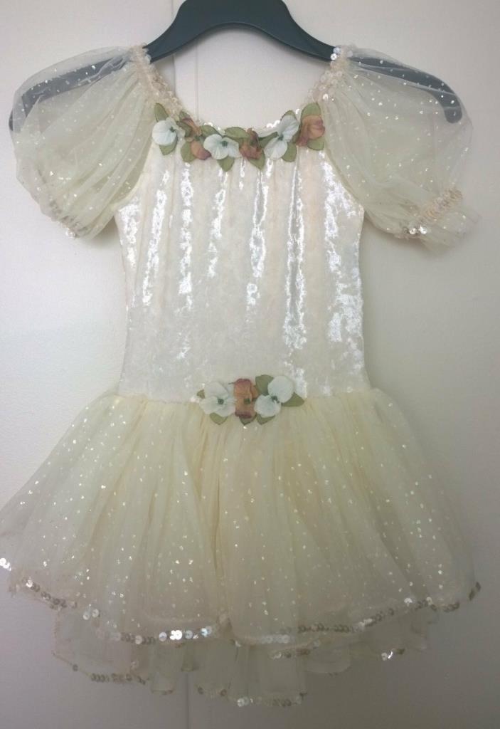 Symphony Ivory Competition Figure Ice Skating Dress Dance Girls M (fits 8-10)
