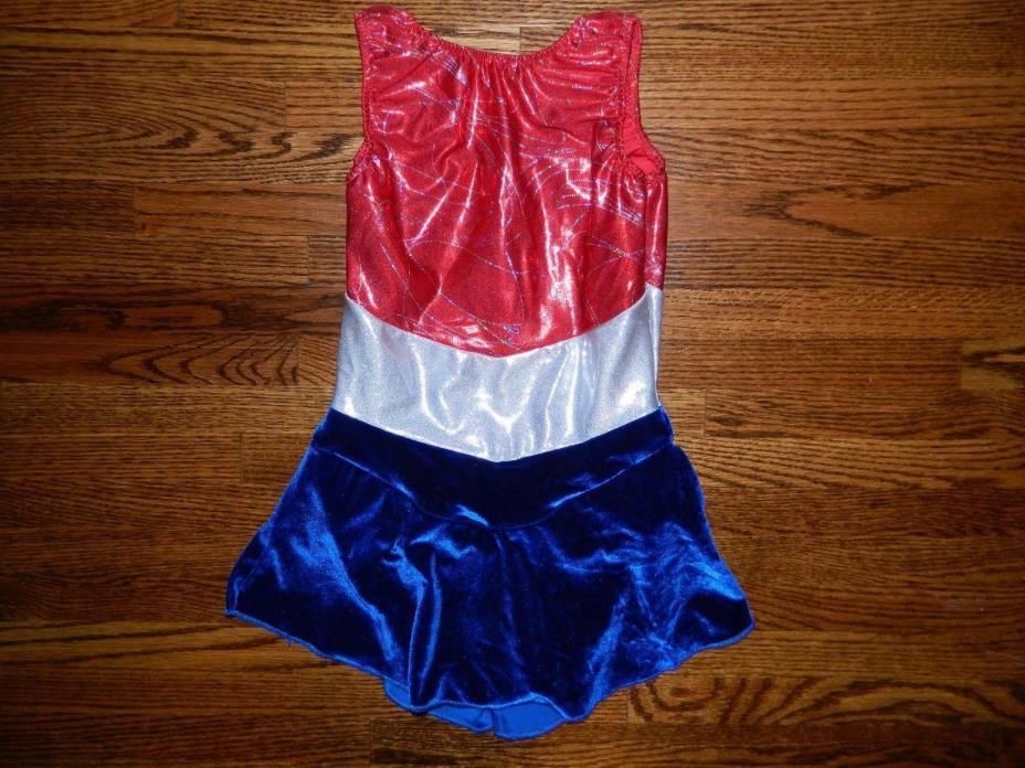 Girl's Red, Silver & Blue Ice Skating Dress Size X-Small Teen 16