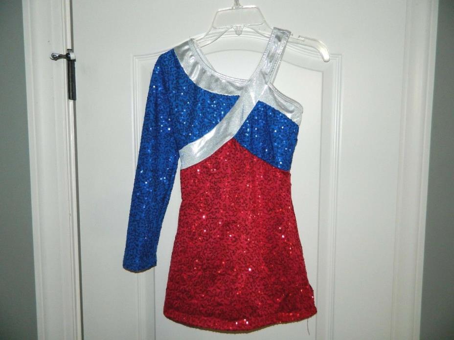 Girl's Red, Blue & Silver Ice Skating Dress Size Medium