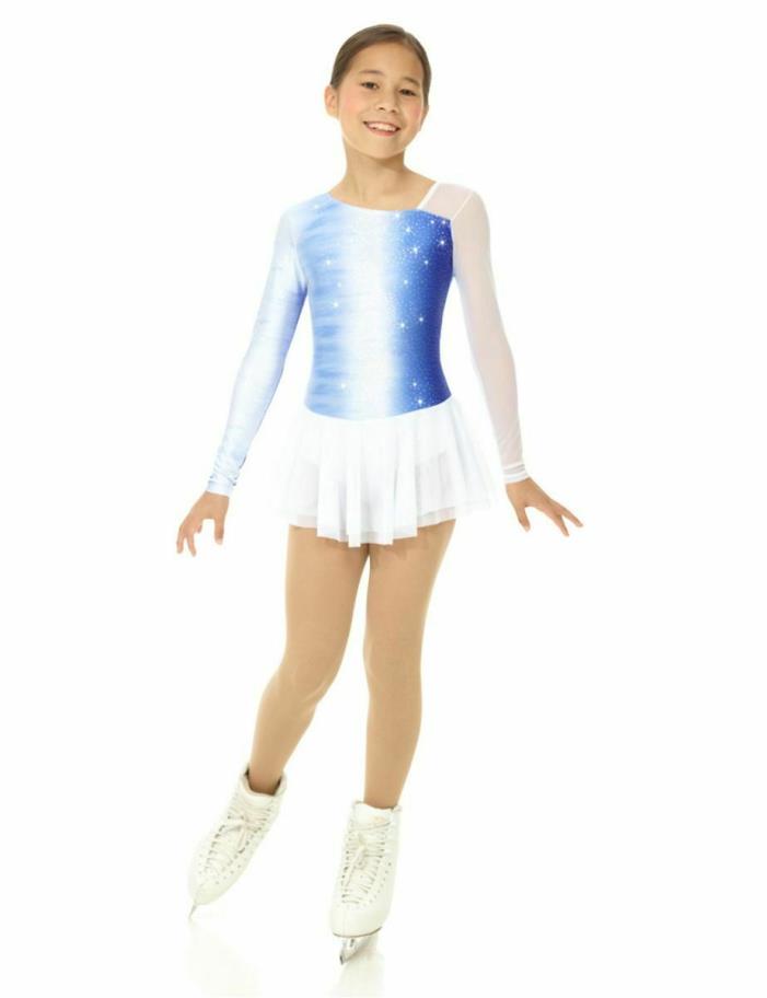 NEW Figure Skating Dress MONDOR Glittery Sapphire & White 670 Adult Small