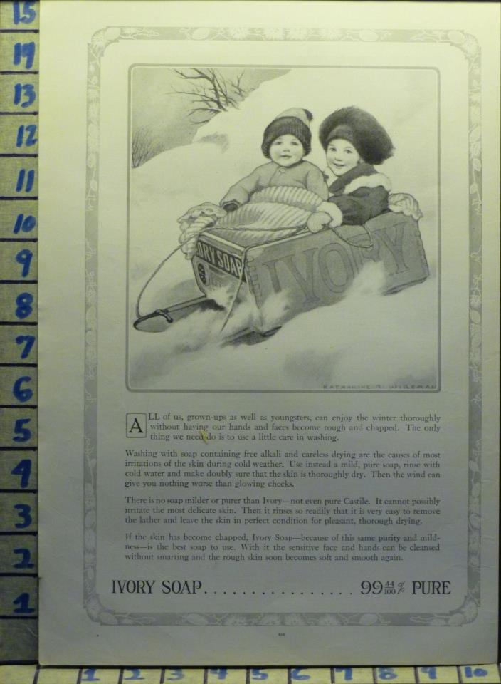 1912 IVORY SOAP SLED SNOW HILL SKI CHILD BOX WIREMAN COLD WINTER   S61