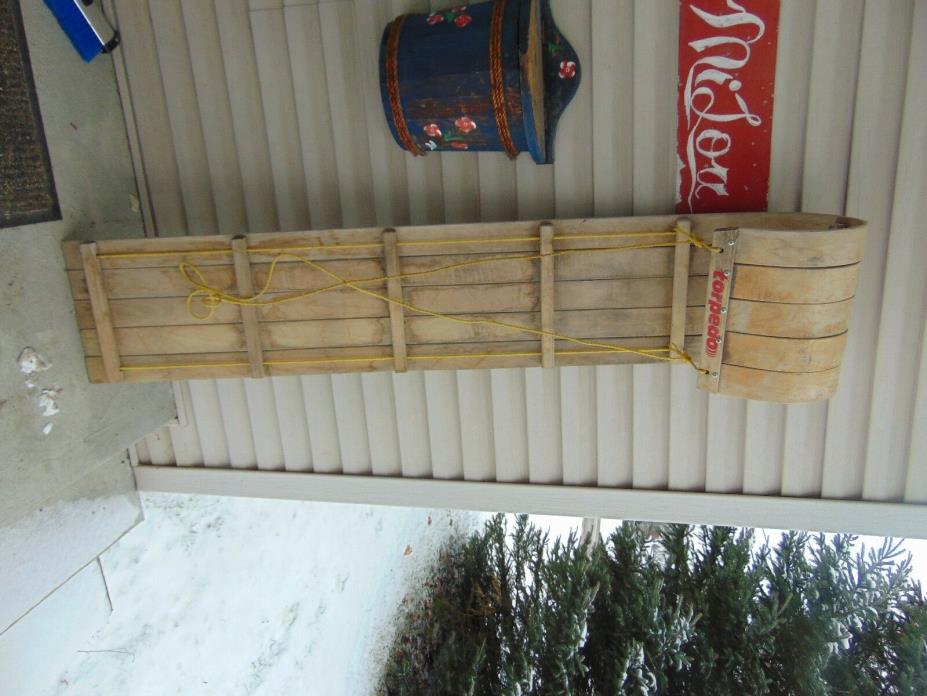 vintage wooden snow toboggan slep  58