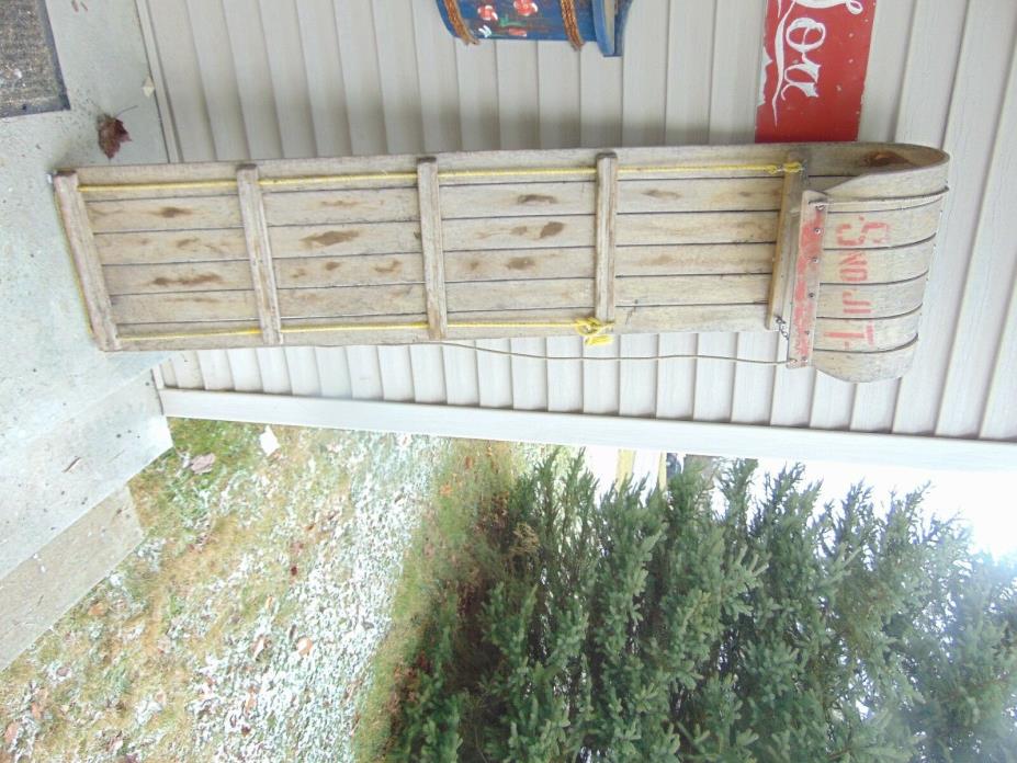 vintage wooden snow toboggan slep   58 