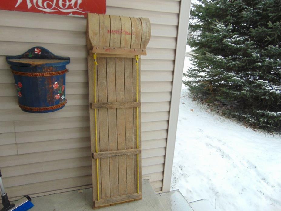 vintage wooden snow toboggan slep  47