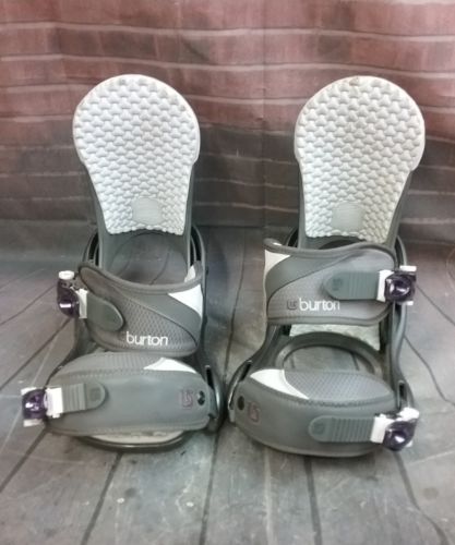 Burton Dark Gray and White Stiletto Snowboard Bindings Size Large