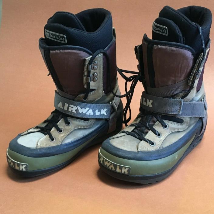 Airwalk FreeRide Snowboard Boots Unisex Size 8 Mens Womens Leather Rubber Velcro