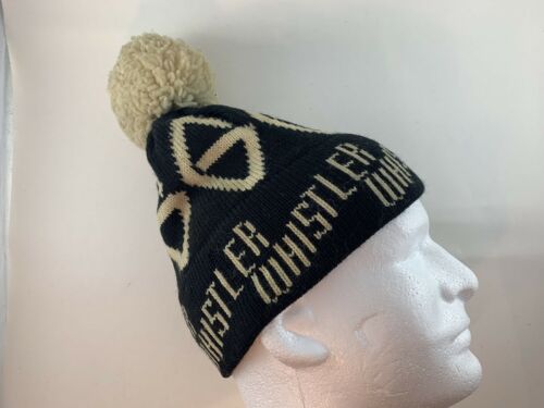 Whistler BC 1970s-80s Murray Merkley Ski Hat 100% Wool Tassel Print Knit Toque