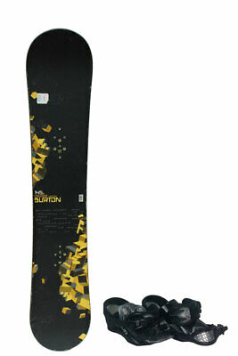 Burton Cruzer 145cm Snowboard with Medium Bindings - Black/Yellow/Cube - USED
