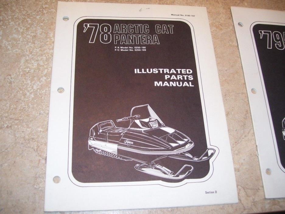 Vintage Arctic Cat Snowmobile 1978 Pantera Illustrated Parts Manual Original