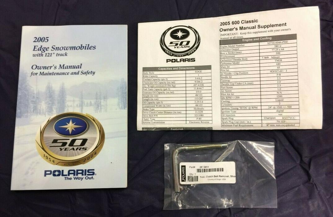 2005 Polaris Edge Snowmobile Owner's Manual with Belt Removal Tool