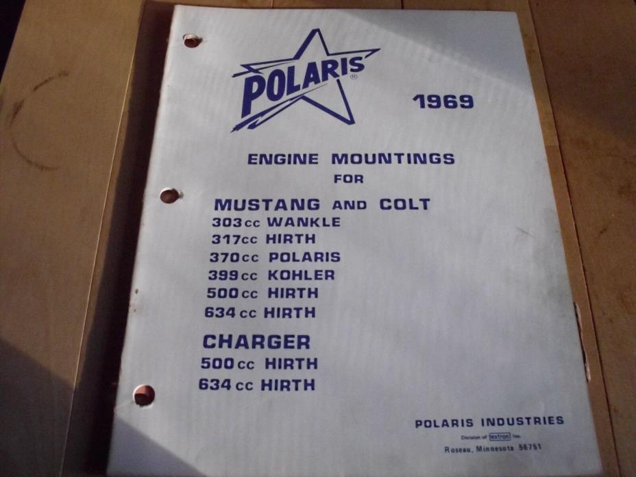 1969 POLARIS HIRTH KOHLER WANKEL ENGINE MOUNTINGS MUSTANG, COLT, CHARGER MANUAL