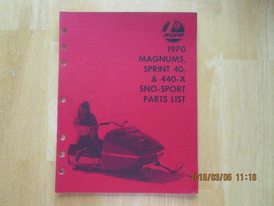 Vintage 1970 Rupp Magnums Sprint 40 & 440 X Sno Sport Snowmobile Parts List