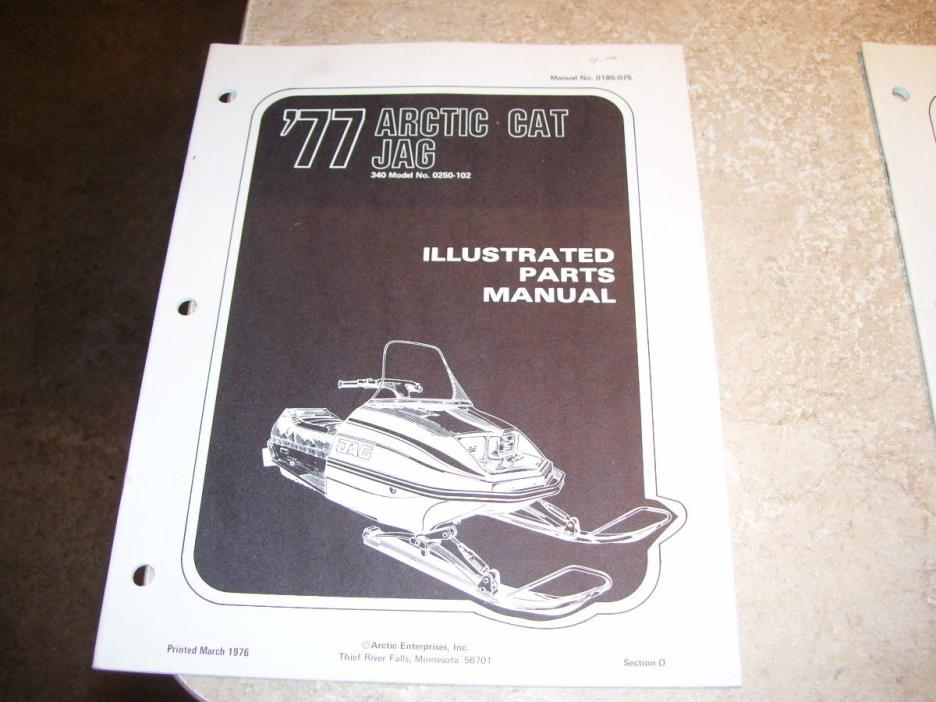 Vintage Arctic Cat Snowmobile 1977 Jag Illustrated Parts Manual Original