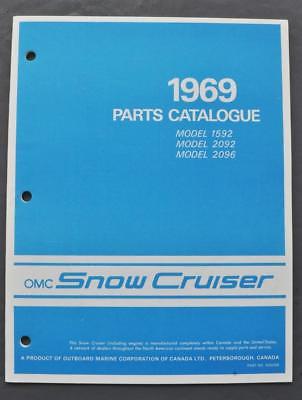 Orig 1969 OMC Snow Cruiser Snowmobile Parts Catalog Models-1592 2092 2096 Canada