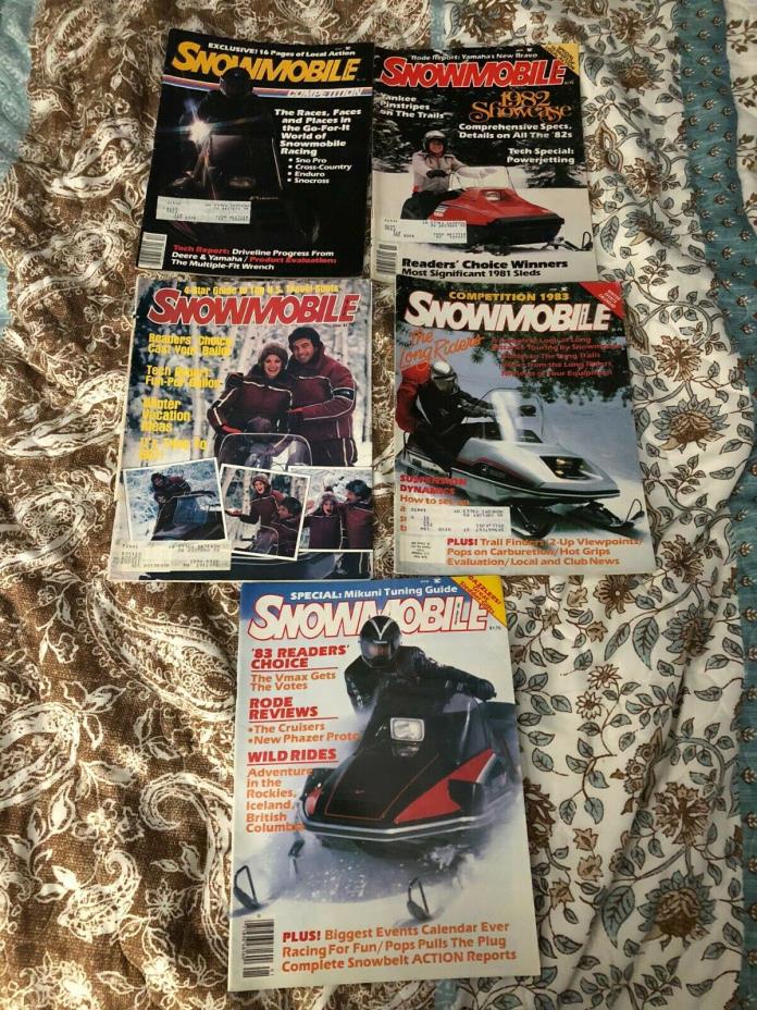 (7 LOT) Vintage 70s & 80s Snowmobile Magazine (Arctic Cat, Polaris, Ski Doo)