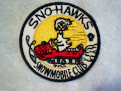 Vintage SNO-HAWKS INC.SNOWMOBILE CLUB PATCH Unused,bird snowmobiling,snow,winter