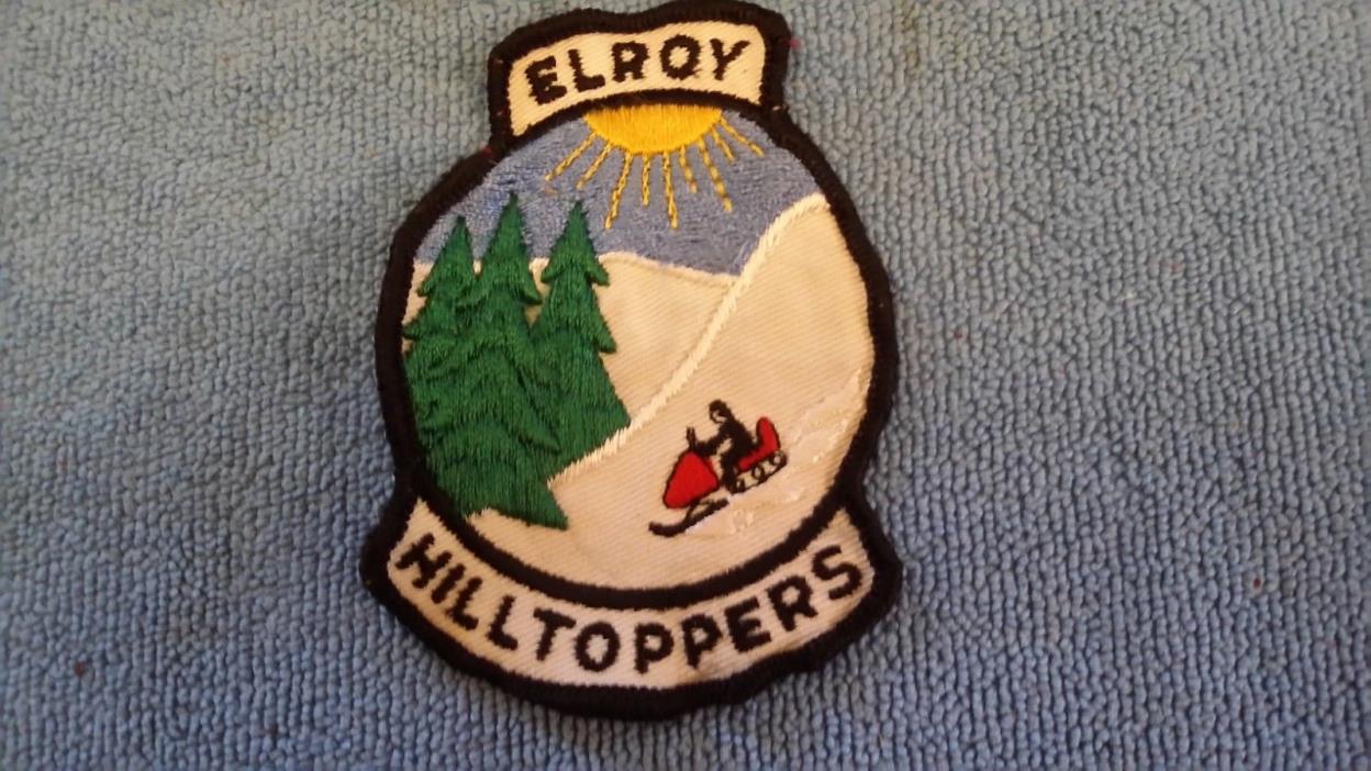 VINTAGE ELROY HILLTOPPERS SNOWMOBILE CLUB EMBROIDERED PATCH WISCONSIN