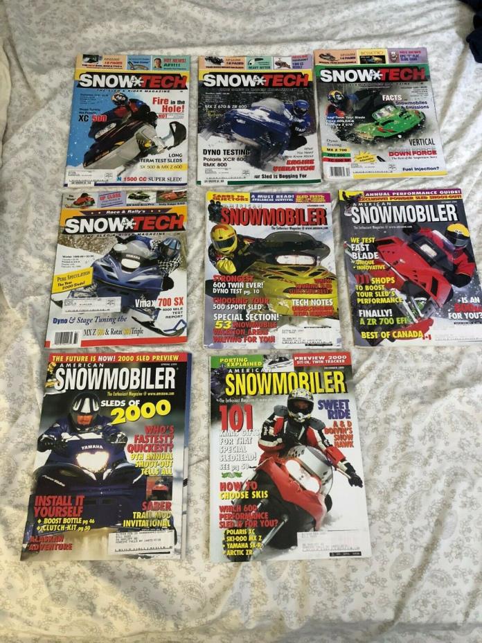 (8 LOT) Vintage 1999 Snowmobile Magazine (Arctic Cat, Polaris, Ski Doo, Yamaha)
