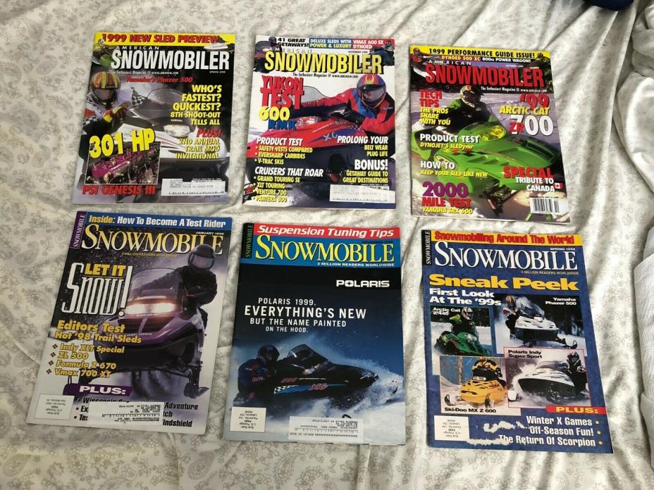 (6 LOT) Vintage 1998 Snowmobile Magazine (Arctic Cat, Polaris, Ski Doo, Yamaha)