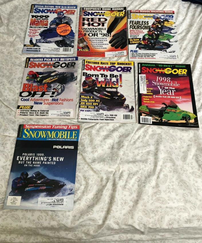 (7 LOT) Vintage 1998 Snowmobile Magazine (Arctic Cat, Polaris, Ski Doo, Yamaha)