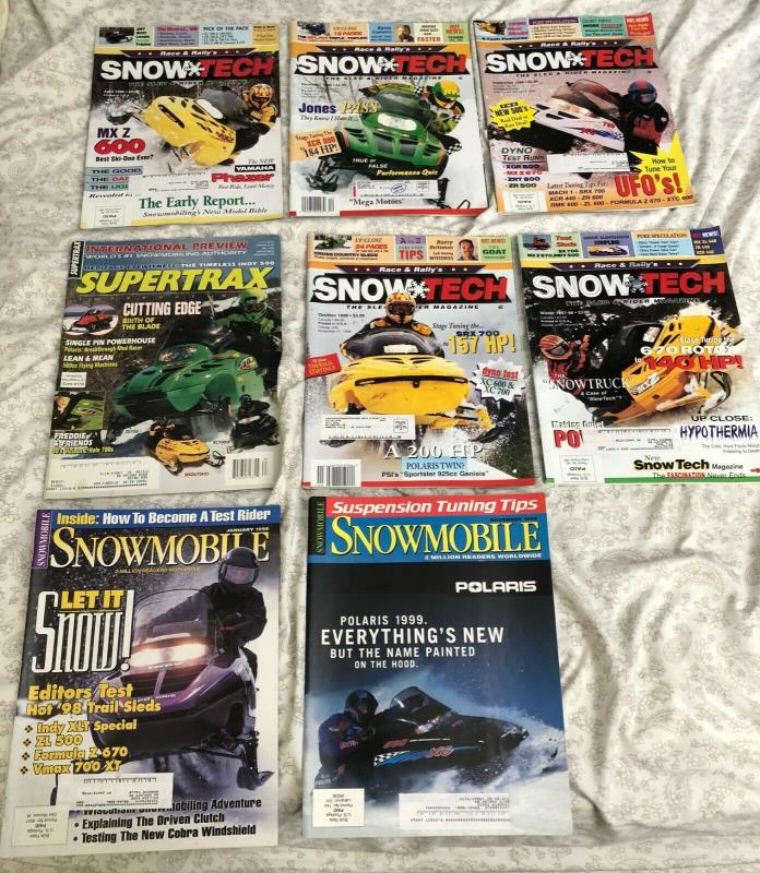 (8 LOT) Vintage 1998 Snowmobile Magazine (Arctic Cat, Polaris, Ski Doo, Yamaha)