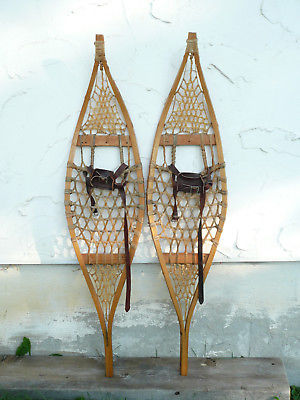 Antique - Vintage Indian Made Ojibwa Snowshoes 10 x 45 ** Free Ship **