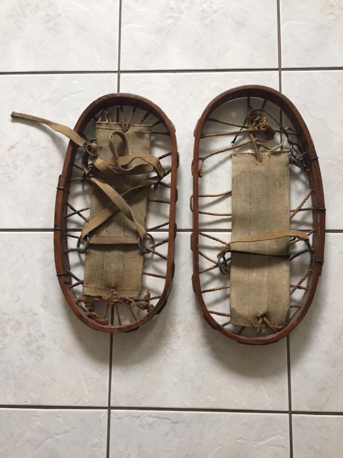 Vintage Canadian WWII Era Bear Paw Snow Shoes