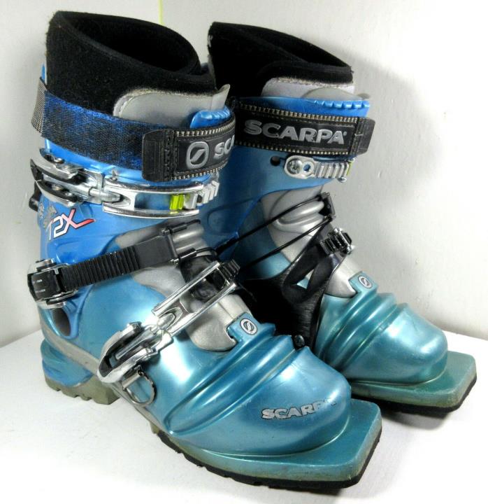 SCARPA T2X Telemark Ski Boots Blue Nordic Norm 3-Pin Size 24 Mondo