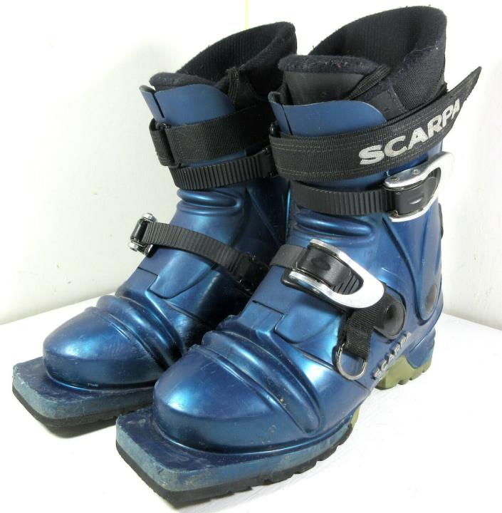 Scarpa T2 3-Pin 75mm Nordic Norm Telemark Ski Boots Blue Size 23.5 Mondo