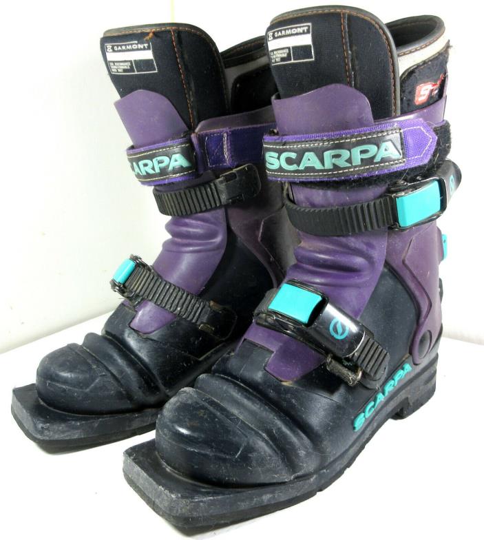 Scarpa Nordic Norm 3-pin Telemark Purple Ski Boots Garmont Liners Size 26 Mondo
