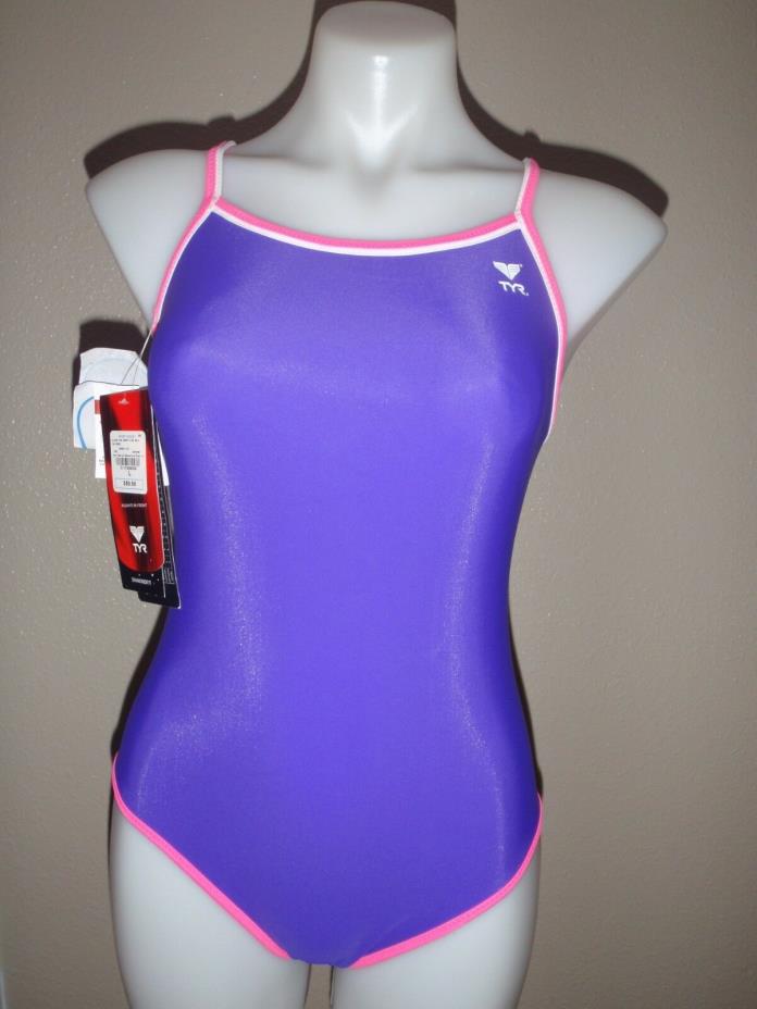 NWT TYR women's large reversible diamond fit purple pink gray one-piece swimsuit
