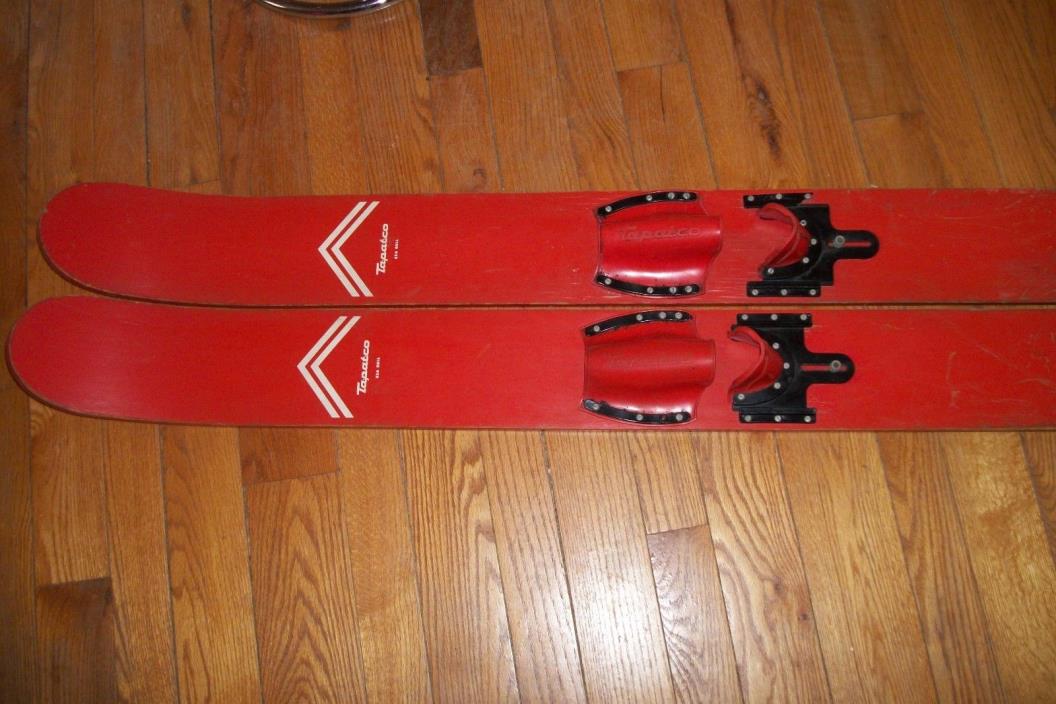Very Cool Vintage Wooden Water Skis  RED   TAPATCO  Made in USA