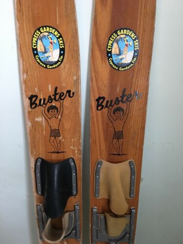 Vintage Wooden Cypress Gardens 57” Water Skis Buster- Lake House Cabin Decor