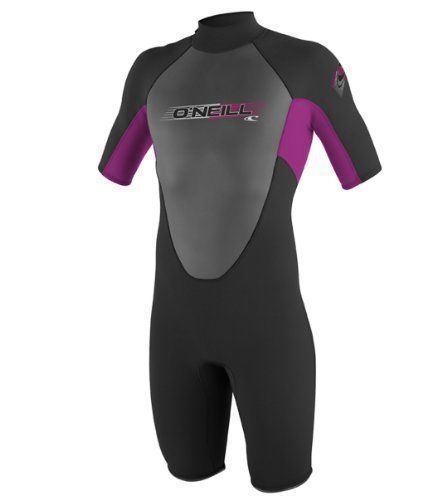 O'Neill Wetsuits Youth 2 mm Reactor Spring Suit, Black/Pink/Black, SIZE 8