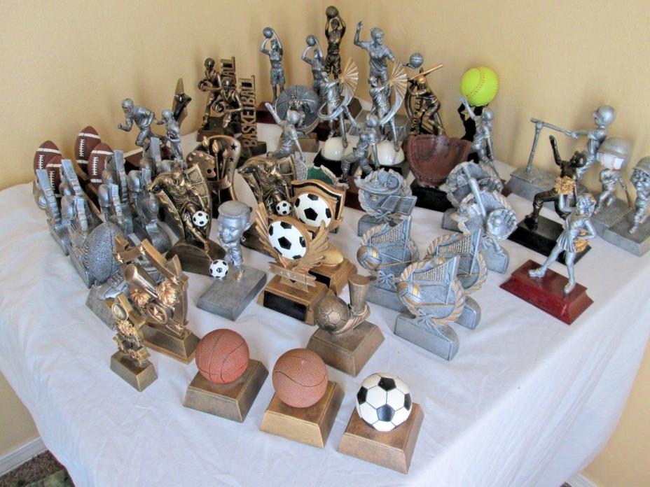 Lot of 53 Plaques Trophies, Awards.  Multiple Sports $1.50 each!! AWESOME DEAL!!
