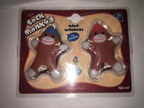Sock Monkey Hand Warmers 2 Pack Reusable By ToySmith 1123 Ages 3+ Brand New