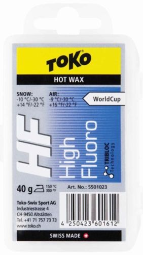 Toko Highly Fluorinated HF Race Training Glide Wax Hot Ski Wax 40g Blue