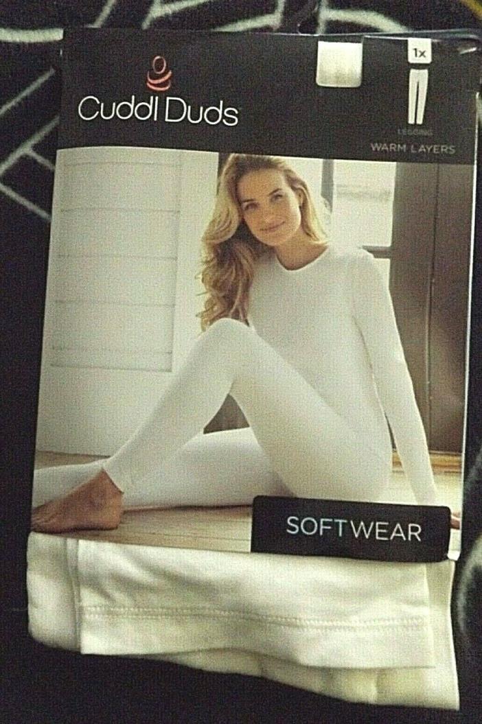 NEW IN PACKAGING-WOMENS CUDDL DUDS LEGGING PANTS-SOFTWEAR-WHITE-SIZE 1X