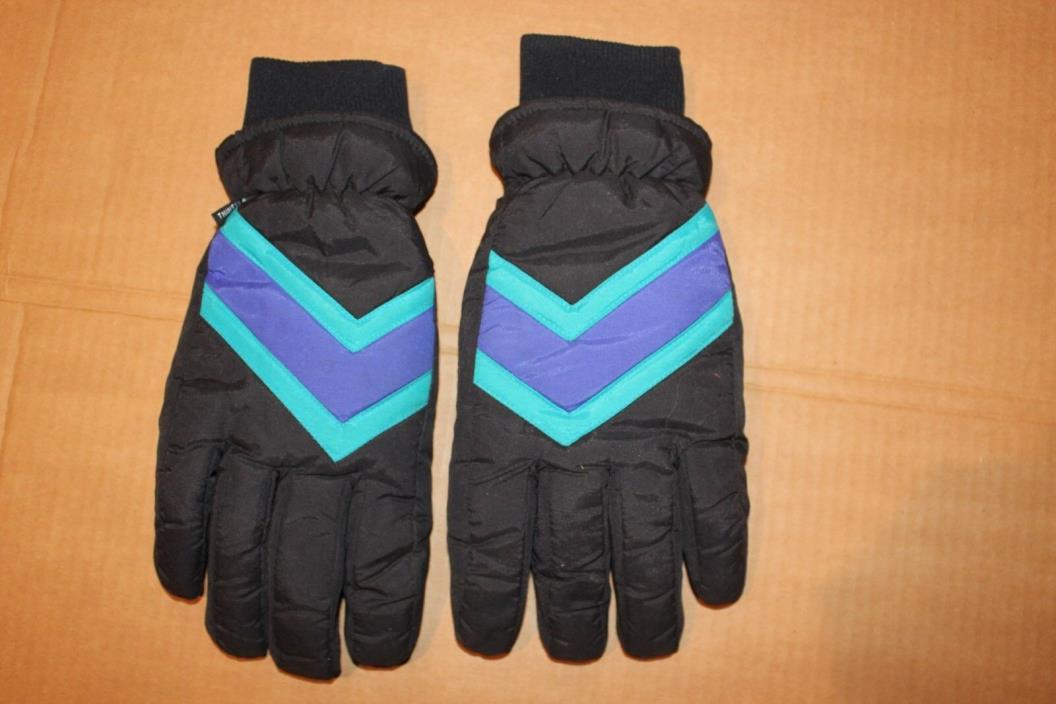 mens XL Kombi winter ski insulated gloves Snow Star black fleece lined