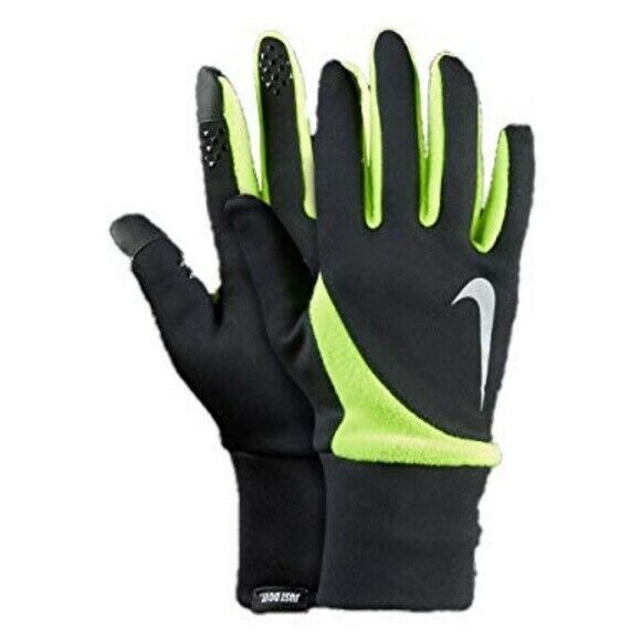 Nike NWT Men's Dri-Fit Tailwind Run Gloves Black Volt Running Gloves Size XL