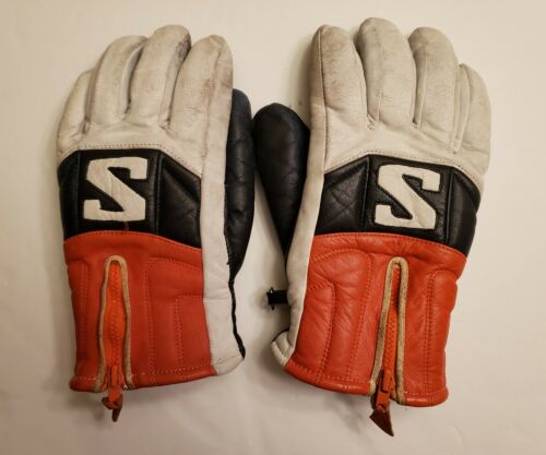 Gant Brand All Leather Ski Gloves Retro Vintage Men's XL gloves with zipper