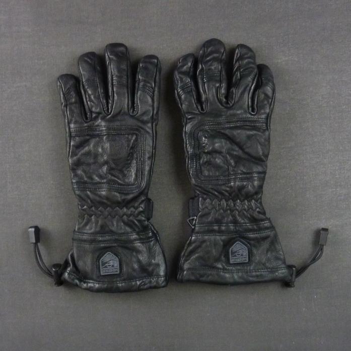 Hestra Black Leather Gloves / C-Zone Insert / Primaloft / Alpine Ski / Size 8