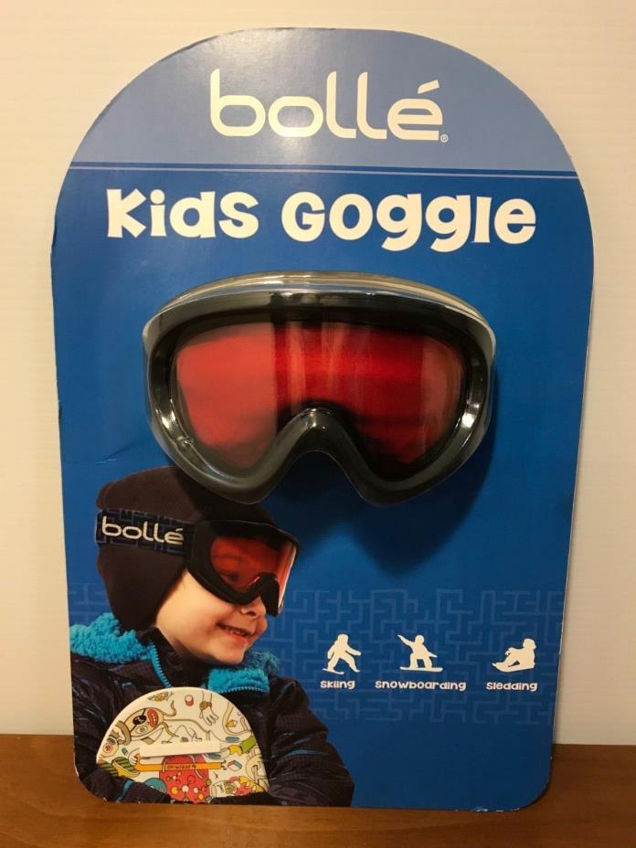 Bolle Kids Black Snow Goggles Red Tinted Lens w/ Storage Bag Ski Sled Snowboard