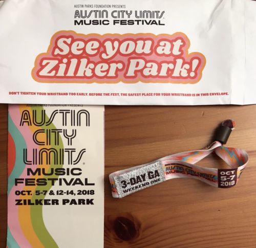2018 Austin City Limits ACL Music Festival Weekend 1 - 3 Day Pass - GA Wristband