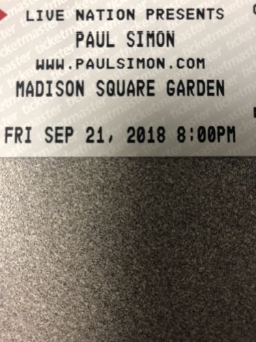 2 Tickets Paul Simon 9/21/18 Madison Square Garden New York Section 106 Row 3